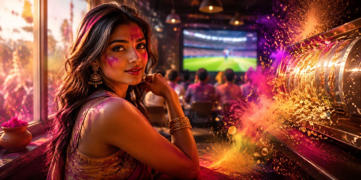Cricket themed betting live casino during Holi festival celebration
